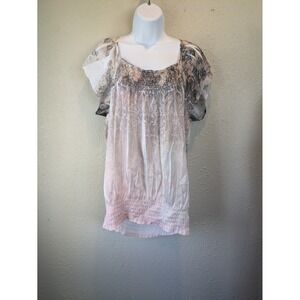 Maurices Floral Smocked Top Lightweight XL Romantic Boho Soft‎ Feminine Peasant